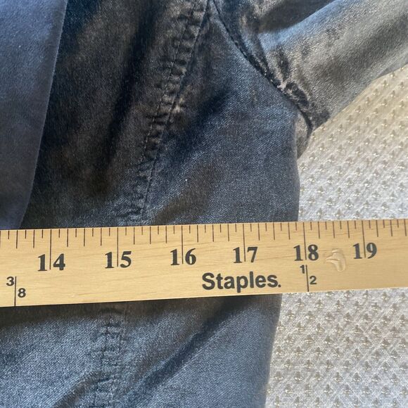 Abercrombie & Fitch Blazer Womens Medium Gray Blue Velvet Velour Cropped Jacket - Picture 12 of 15